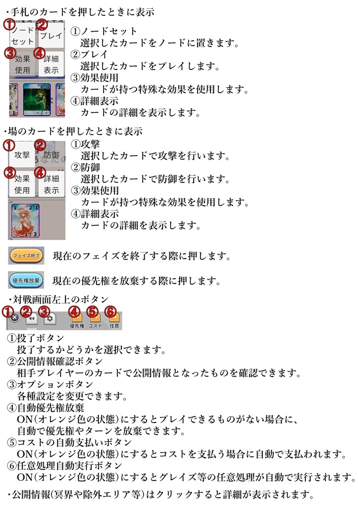 ボタンの説明